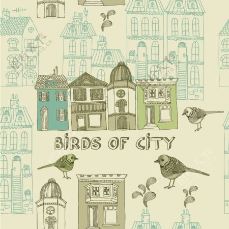古典城市建筑小鸟图片