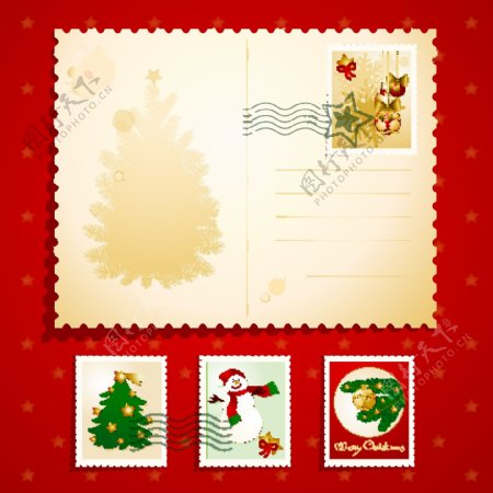 圣诞邮票矢量素材2