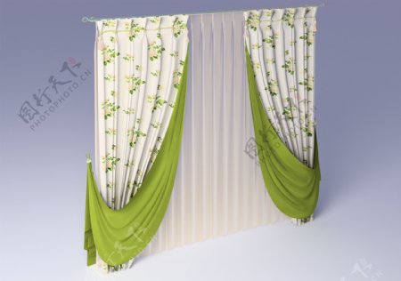 白色印花双层窗帘Curtain37