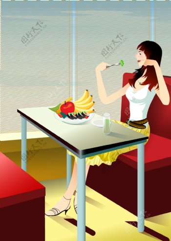 美女吃水果图片