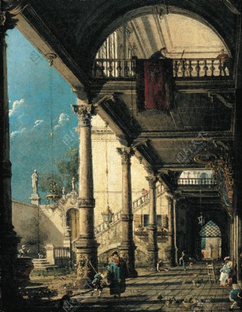 CanalettoCapricciowithColonnadeintheInteriorofaPalace1765画家古典画古典建筑古典景物装饰画油画
