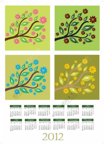 2012年树木树叶日历图片