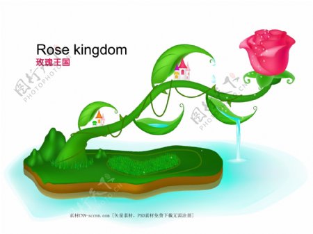 卡通童话玫瑰王国矢量素材