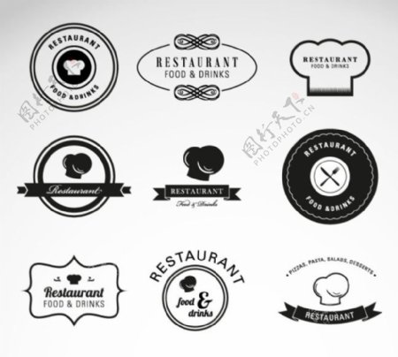 9款创意餐厅标签元素矢量素材
