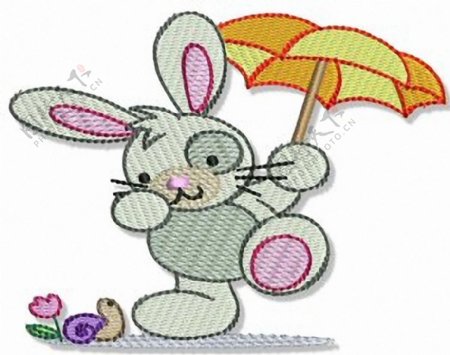 童装绣花可爱动物小兔子免费素材