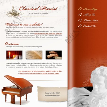 钢琴PSD网页模板