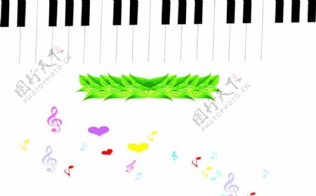 钢琴树叶音符图片