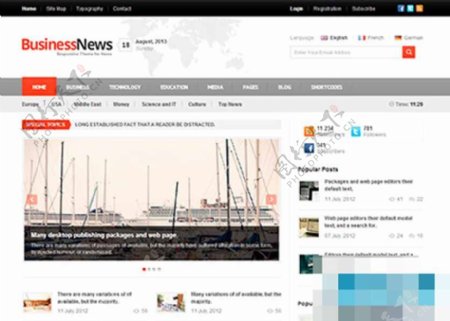红灰色简洁新闻媒体杂志商业网站模板