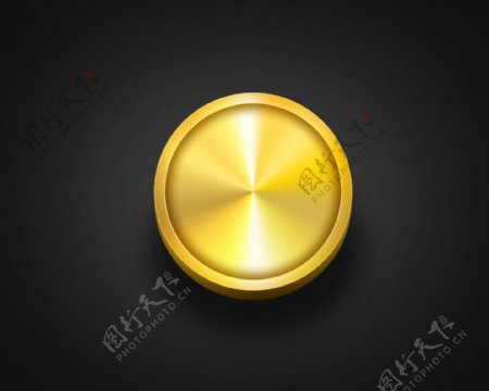 金色圆形按钮PSD素材