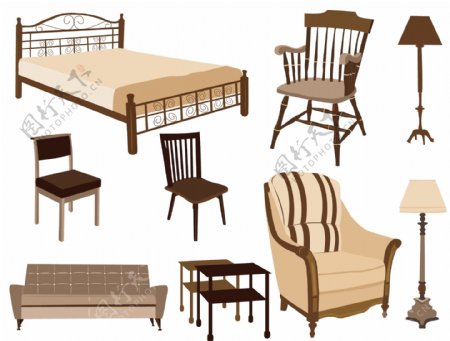 欧式家具矢量图标椅子沙发图片
