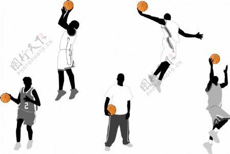 篮球运动人物及动作矢量素材