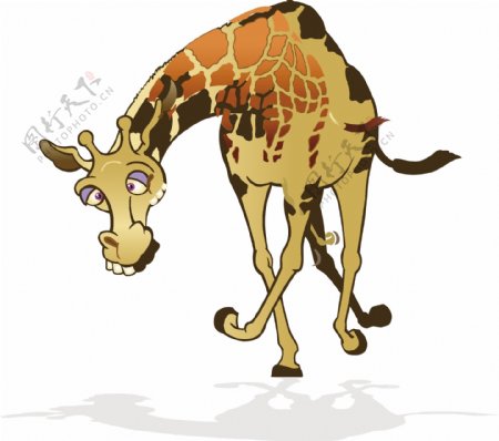 印花矢量图动物长颈鹿色彩彩色免费素材