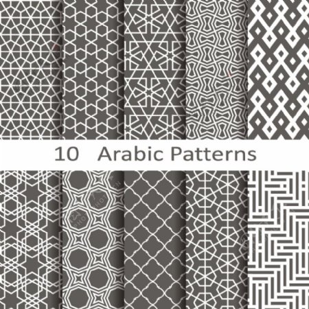 10款黑色阿拉伯花纹背景矢量素材