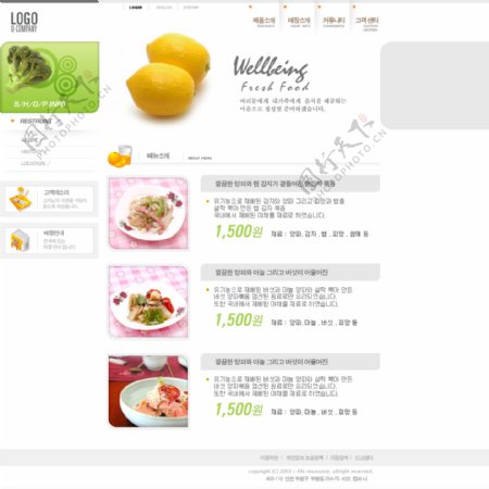 韩国餐饮美食类网页模板PSD