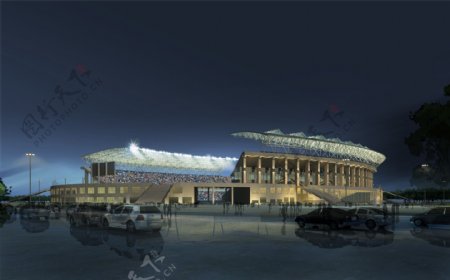 体育中心夜景效果图图片