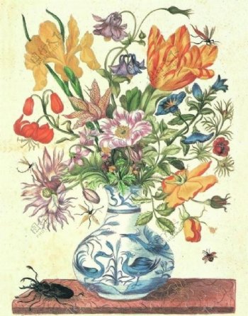 花瓶花卉绘画图片