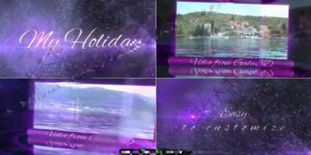 紫色格调的视频内容展示AE模板