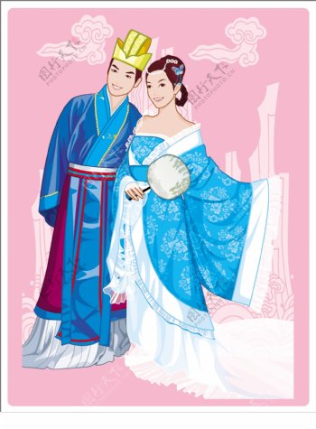 中国传统新婚夫妇AI矢量图16