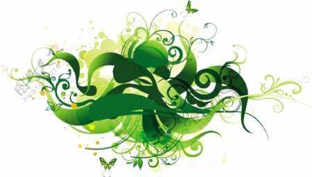 独特的绿色蝴蝶花的插图