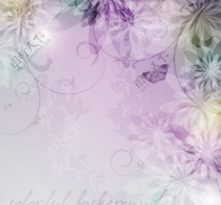 柔和的淡紫色的花蝴蝶矢量背景