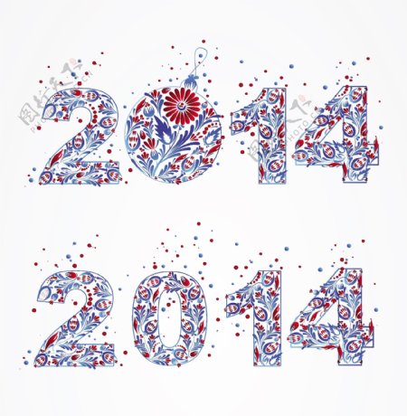 2014新年花纹矢量素材