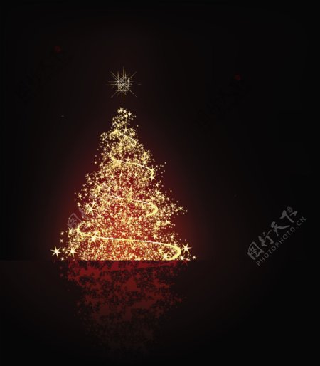 璀璨的星光圣诞树矢量素材