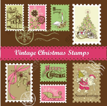 圣诞邮票模板图片