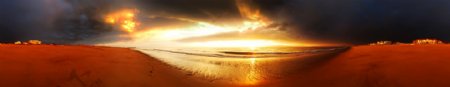 沙滩日落全景图片