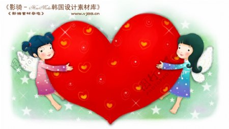 HanMaker韩国设计素材库背景卡通漫画可爱梦幻儿童孩子女孩童真爱心