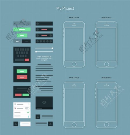 扁平iPhone线条界面设计