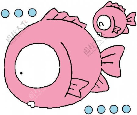 位图卡通小鱼色彩粉红色免费素材