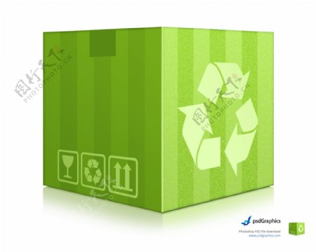 绿色环保回收箱PSD