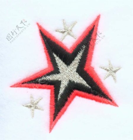 绣花色彩图标中国五角星免费素材