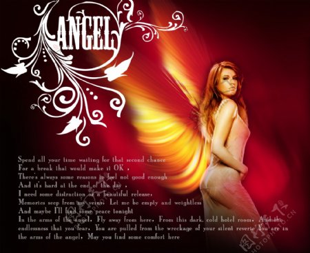 翅膀发光的天使美女图片