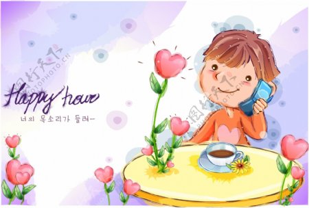 韩国快乐儿童矢量插画31