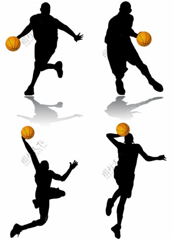 篮球上篮动作剪影篮球运球动作剪影篮球扣篮动作剪影eps