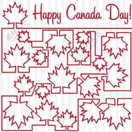 枫叶迷宫加拿大国庆节快乐卡矢量格式