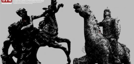 欧洲骑马武士雕塑矢量图片