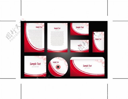 红色动感线条企业画册vi设计图片