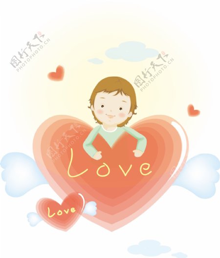 韩国love男孩儿童卡通矢量图