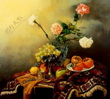 hxHJW1102218静物花卉油画超写实主义油画静物