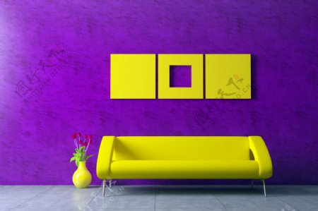 紫色时尚3d室内设计图片