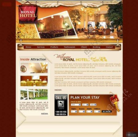 五星级皇家酒店网站模板