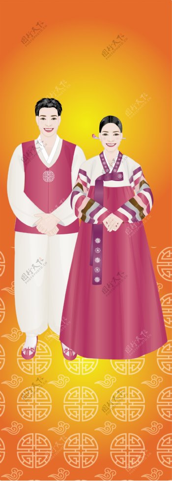 韩国传统礼服AI矢量图