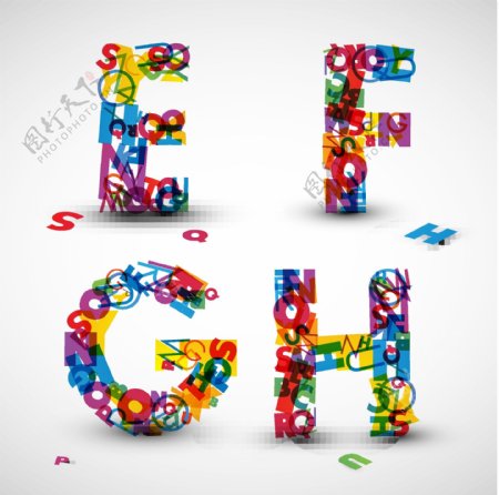 EFGH炫彩字母设计