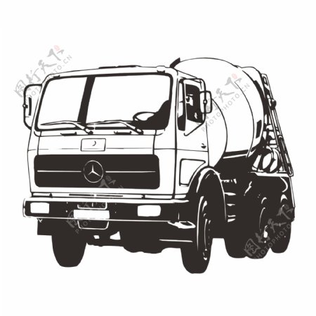 印花矢量图货车交通工具色彩黑白色免费素材