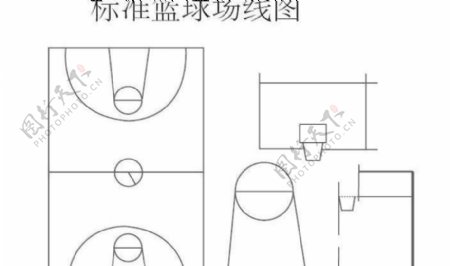 标准篮球场线条图图片