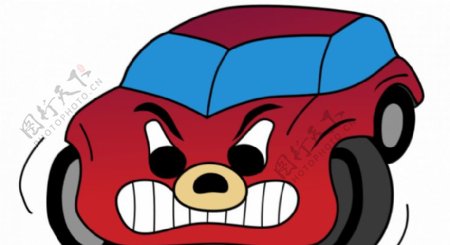 红色愤怒的汽车漫画矢量图