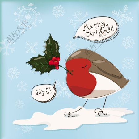 圣诞节卡通鸟插画矢量素材