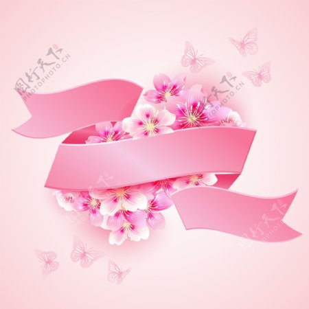 樱花丝带粉红图片